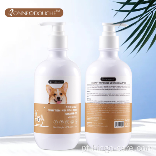 Shampoo para cachorros com coco branqueador e nutrição para animais de estimação